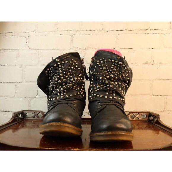 A.S.98 Black Silver Studded Boots EU Sz 39 US Sz 8/9 - Picture 10 of 11
